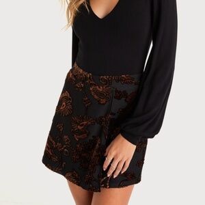 Lulus Date Night Bliss Black Burnout Velvet Paisley Mini Skirt - Size M